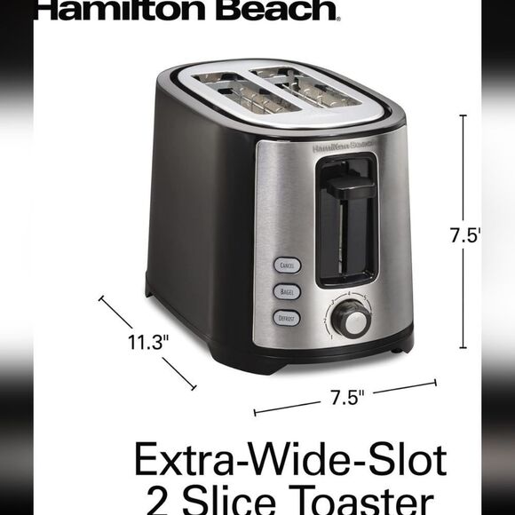 HAMILTON BEACH 2 SLICE SLICE EXTRA WIDE SLOT WITH BAGEL & DEFROST sett… - Picture 15 of 16